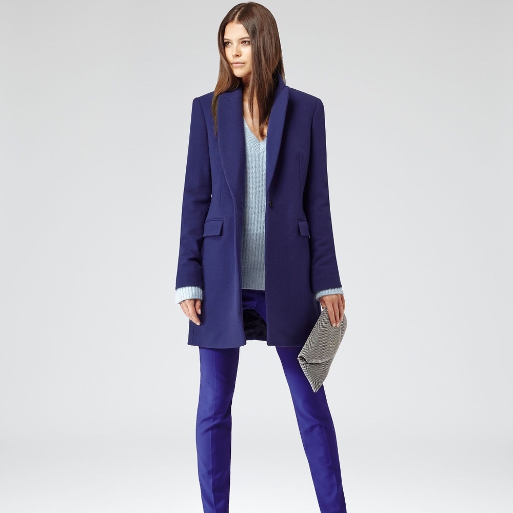 REISS 1971 Cobalt Blue Wool Blend Coat